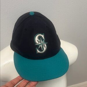 Vintage Seattle Mariners On Field Hat 59fifty Fitted Cap 7 Blue Made In USA